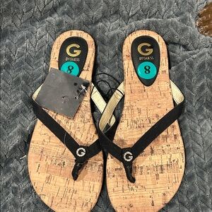 Guess Black and Cork Flip Flops